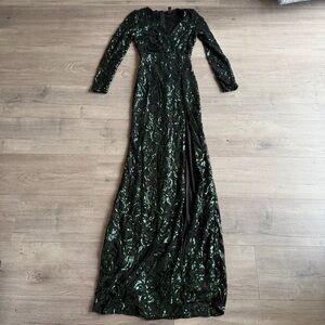Kendall Formal High Slit Sequin Dress - size small